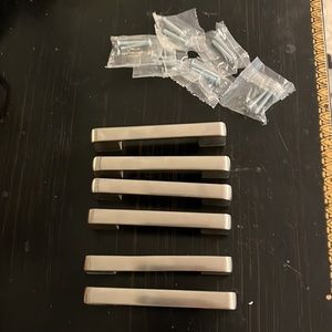NEW brushed nickel set of 6 cabinet pulls / handles 3.75 inch screw spacing